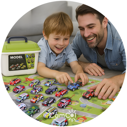 Mega Caixa de Carrinhos - Garagem Completa!