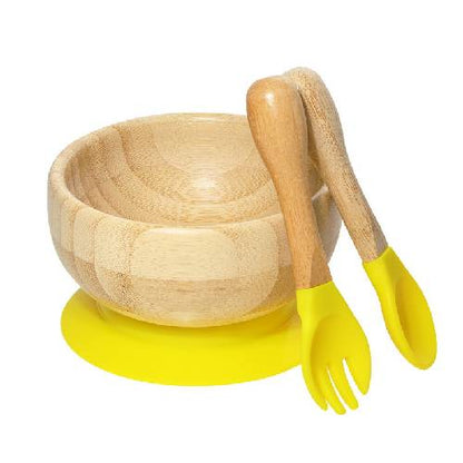 Tigela Alimentação Bambu - Tigela e Talheres (3 Peças)